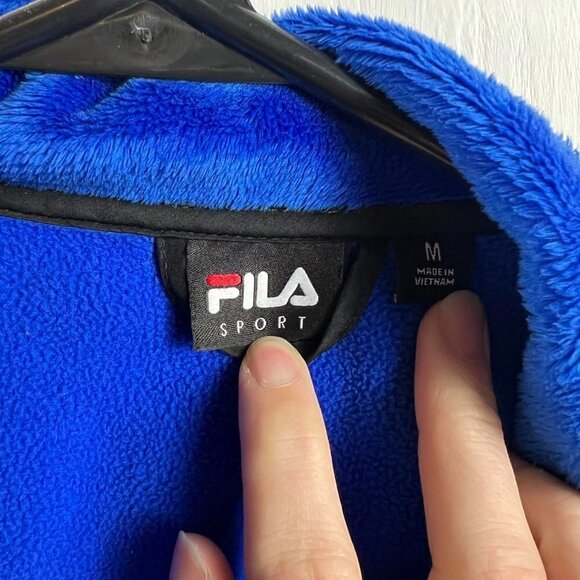 Fila bright blue super soft full zip fleece jacket.  Sz M - Picture 6 of 8
